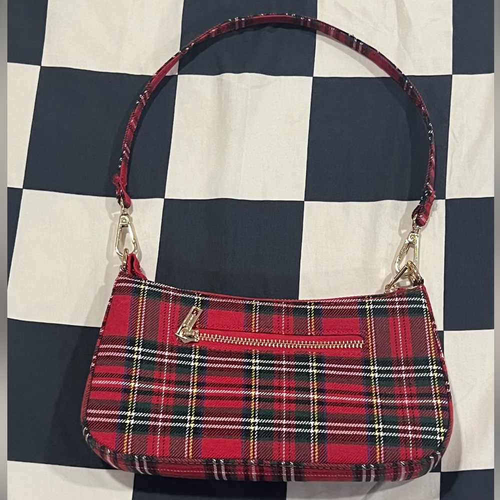 Red Plaid Pattern Shoulder Bag & Denim Mini Shoulder Bag  (include 2 bags)